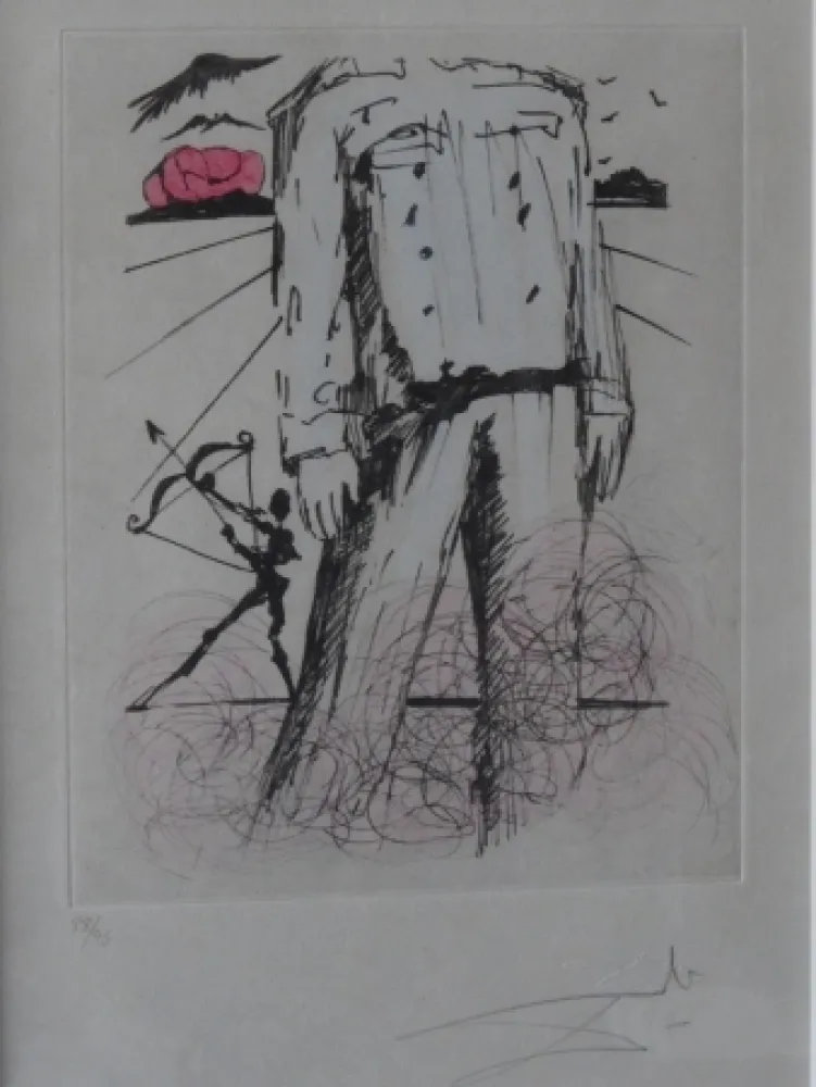 蚀刻版画 Dali - Poèmes de Mao Tse-Toung : Le buste de Mao 