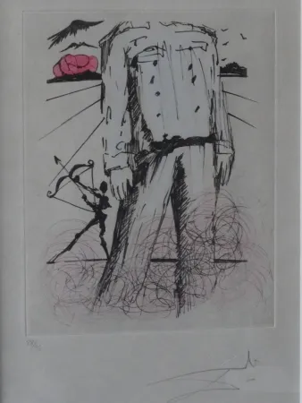 蚀刻版画 Dali - Poèmes de Mao Tse-Toung : Le buste de Mao 