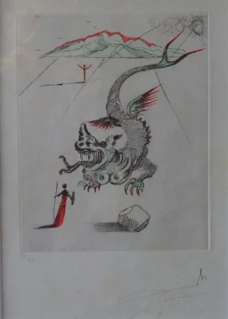 蚀刻版画 Dali - Poèmes de Mao Tse-Toung : Le Dragon 