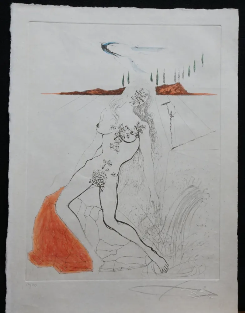 版画 Dali - Poems Secrets Nude at The Fountain