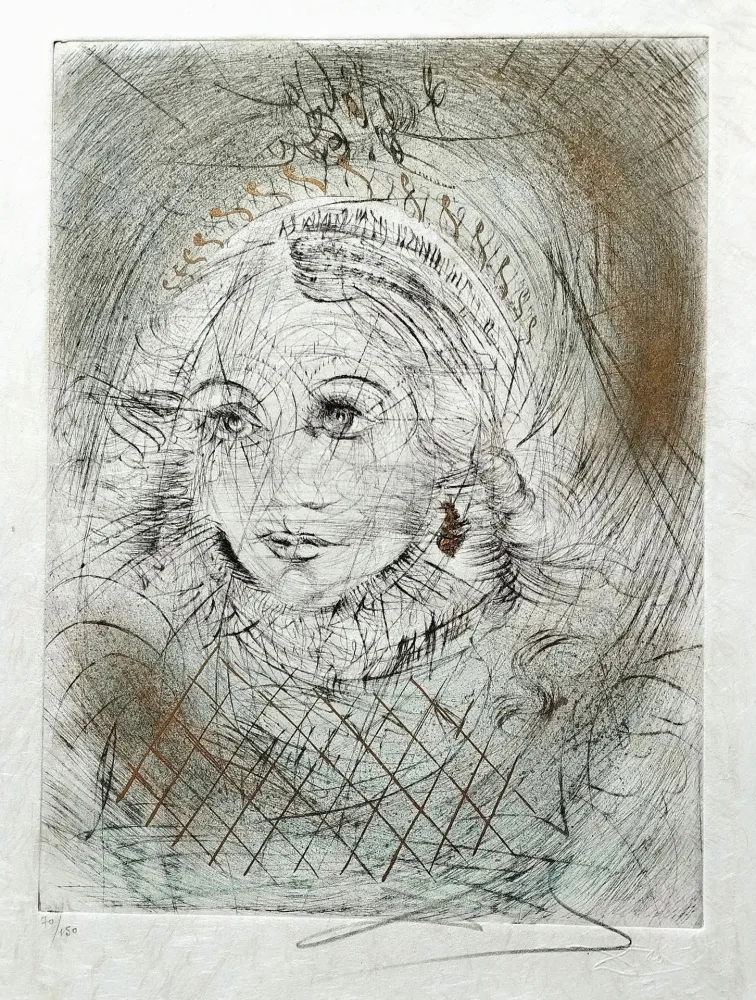 干刻版画 Dali - Portrait de Marguerite