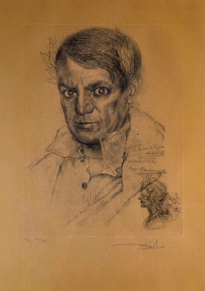 版画 Dali - Portrait of Picasso (Ochre)
