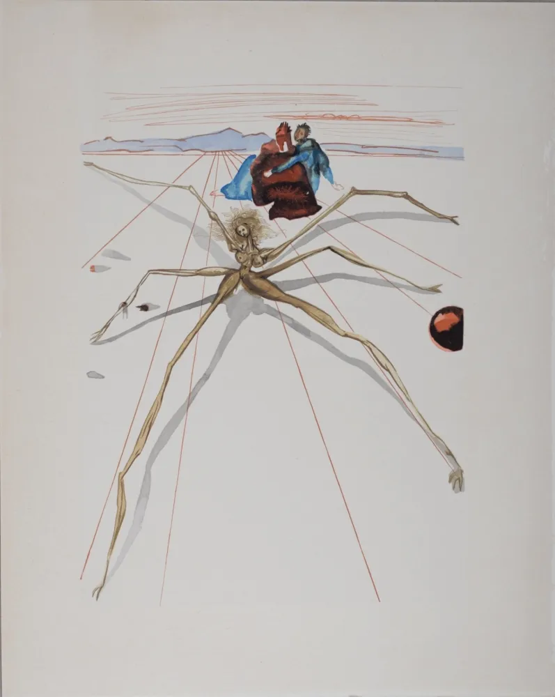 石版画 Dali - Quittant la corniche de la colère