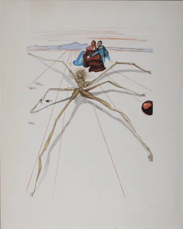 石版画 Dali - Quittant la corniche de la colère