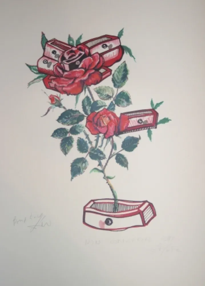 石版画 Dali - Roses of Memory (surrealistic flowers)