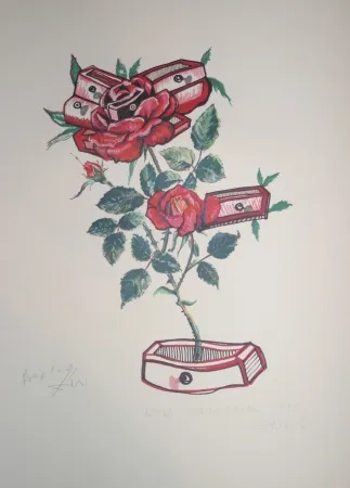 石版画 Dali - Roses of Memory (surrealistic flowers)