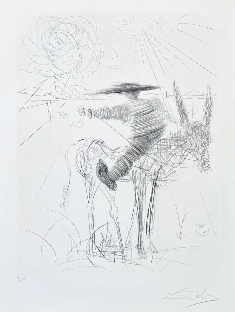 干刻版画 Dali - Salvador Dalí (1904-1989) - Drypoint etching on Lana paper - 1970