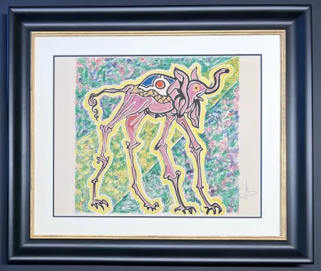 石版画 Dali - Salvador Dalì (1904-1989) - Elefante-cicogna (Elephant-stork) - Coloured lithograph on Arches paper
