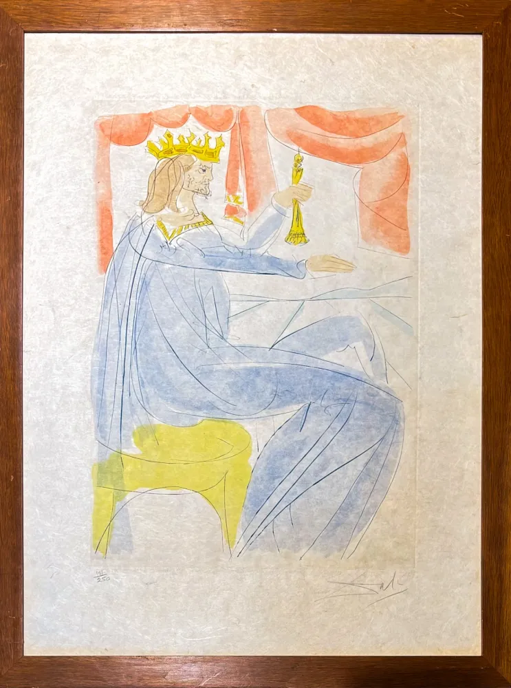 干刻版画 Dali - Salvador Dalí (1904-1989) - King Solomon - drypoint, etching - 1975