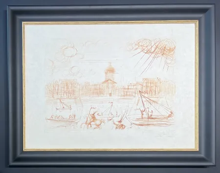 版画 Dali - Salvador Dalì (1904–1989) - L'Academie de Paris - Etching in sepia on extremely fine Japanese paper - 1971