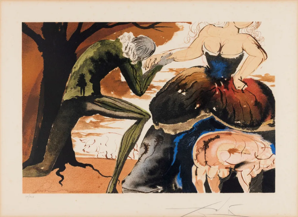 石版画 Dali - Salvador Dalí (1904–1989) - Le baise-maine - Lithograph on paper - 1971