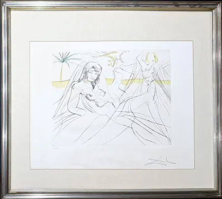 版画 Dali - Salvador Dalí (1904–1989) - Mort de Cléopâtra - Drypoint etching with stencil on Arches paper - 1975