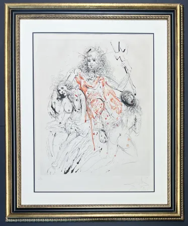 干刻版画 Dali - Salvador Dalì (1904 - 1989) - Poisedon - Mixed media incorporating heliogravure and drypoint etching hand-colored on Arches paper - 1966