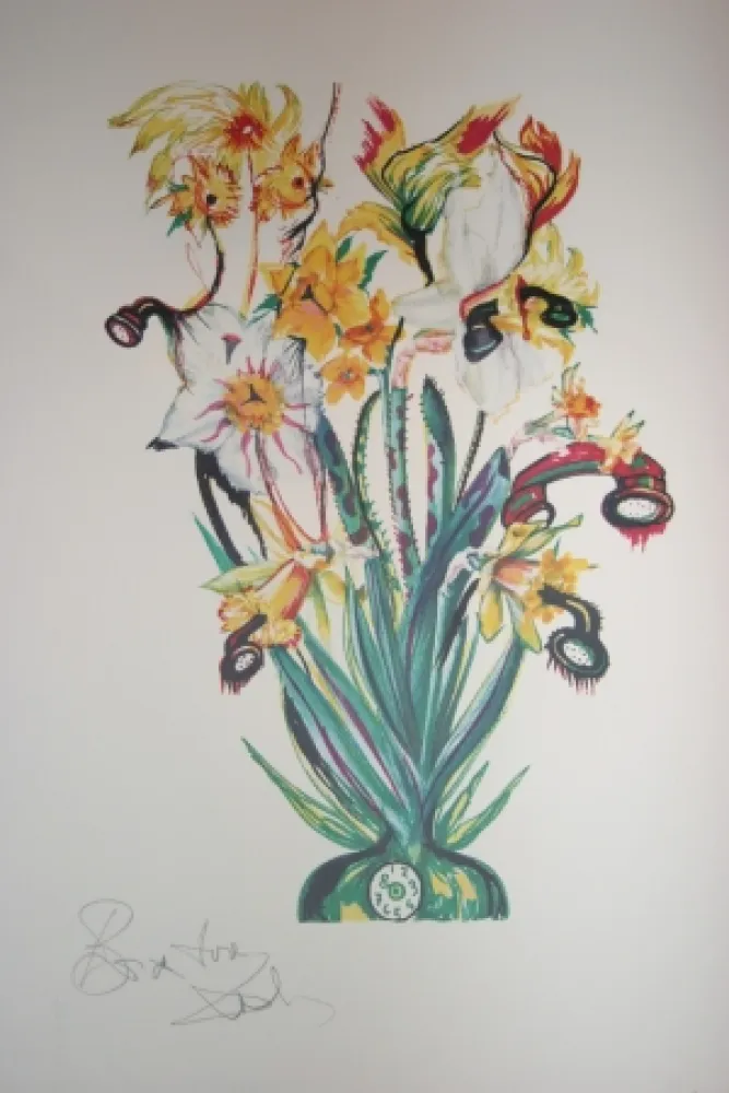 石版画 Dali - Salvador Dali Daffodils of Love (surrealistic flowers)