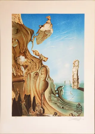 石版画 Dali - SALVADOR DALI, Monument impérial à la femme Gala (Memoire du femme-enfant), Superbe Lithograph Handsigned in pencil 