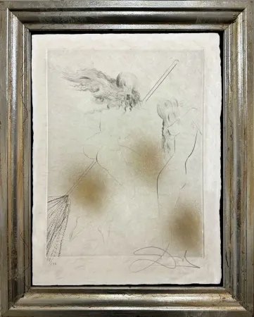 版画 Dali - Sorciere au balai