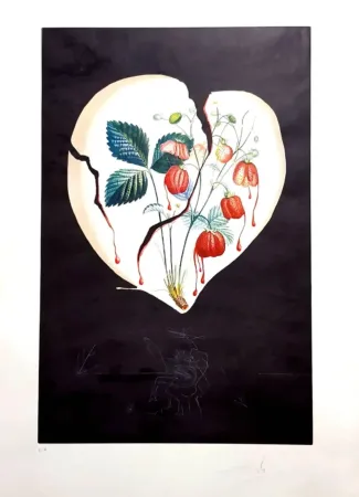 石版画 Dali - Strawberry Heart