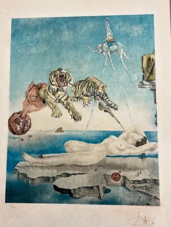 石版画 Dali - Sueño causado por el vuelo de una abeja en torno a una granada un segundo antes de despertar