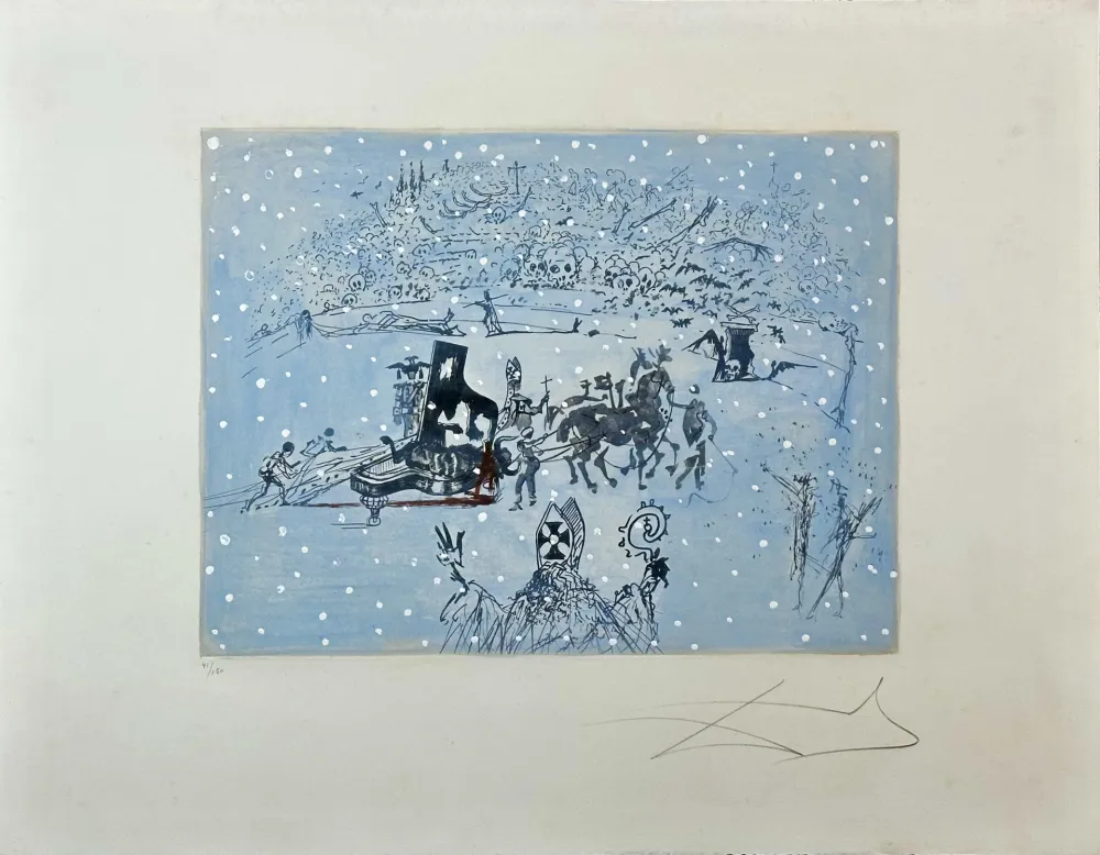 版画 Dali -  Tauramachie Surrealiste The Piano In The Snow