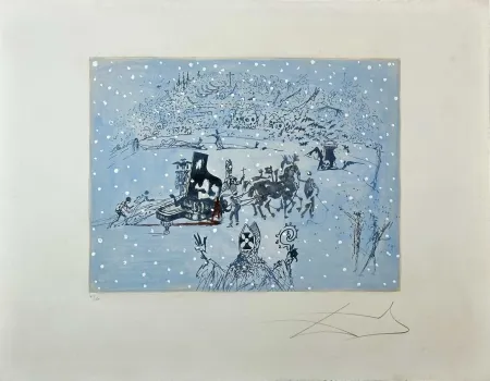 版画 Dali -  Tauramachie Surrealiste The Piano In The Snow