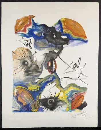 石版画 Dali - The Butterfly & The Lips The Lips
