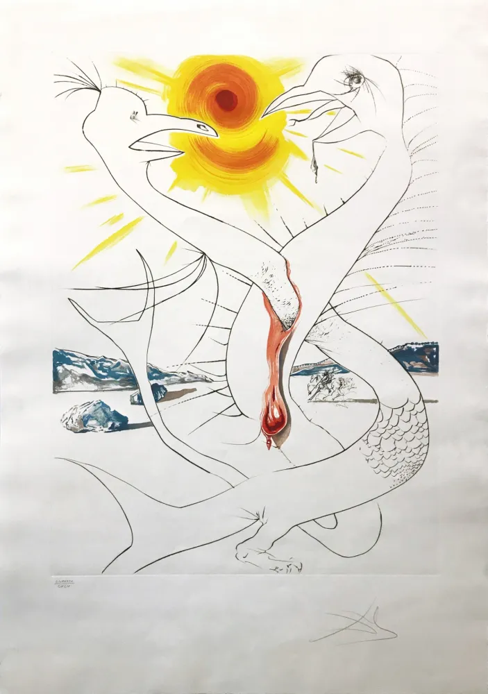 蚀刻版画 Dali - THE CADUSEUS OF MARS NOURISHED BY THE BALL OF FIRE OF JUPITER