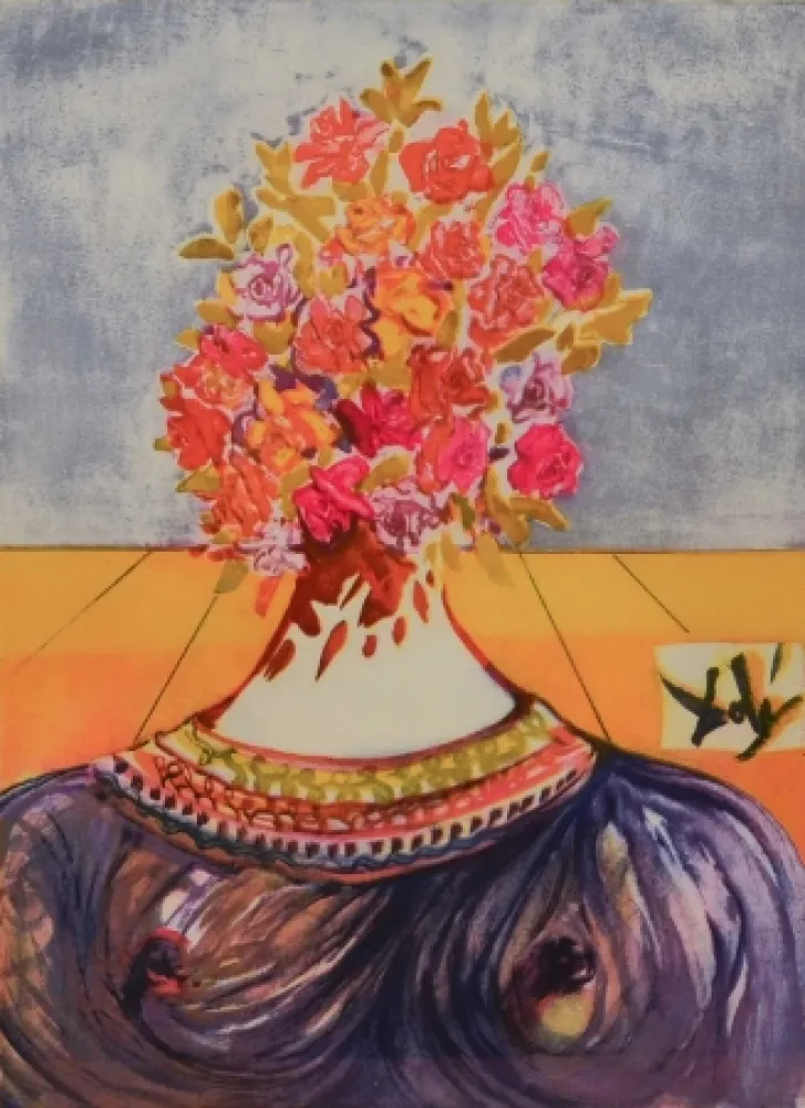石版画 Dali - The Flowering of Inspiration (Gala en flours)