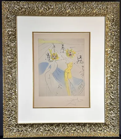 版画 Dali - The Hippies Flower Woman at The Piano