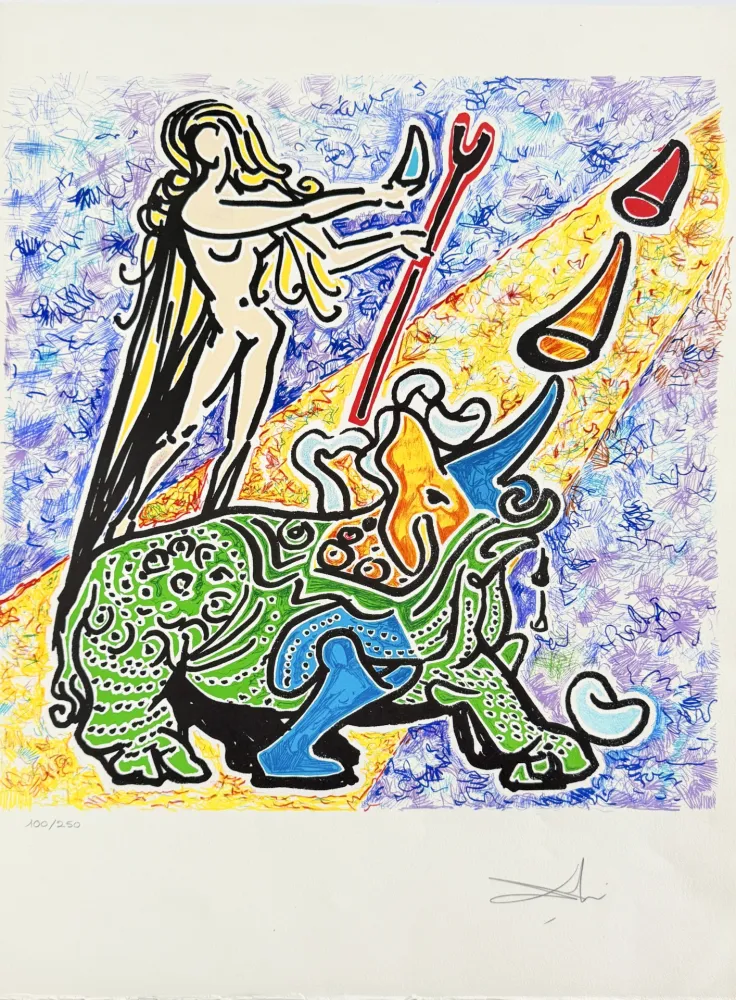 石版画 Dali - The Virgin and the Rhinoceros