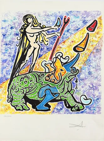 石版画 Dali - The Virgin and the Rhinoceros