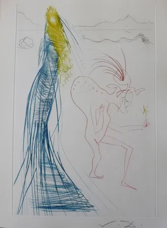 版画 Dali - Tristan et Iseult : Frocin, le mauvais nain