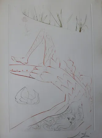 版画 Dali - Tristan et Iseult : Tristan blessé