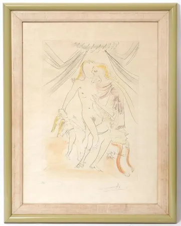 蚀刻版画 Dali - Vénus, Mars and Cupidon from Suite Mythologique Nouvelle