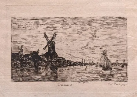 版画 Daubigny - Dordrecht