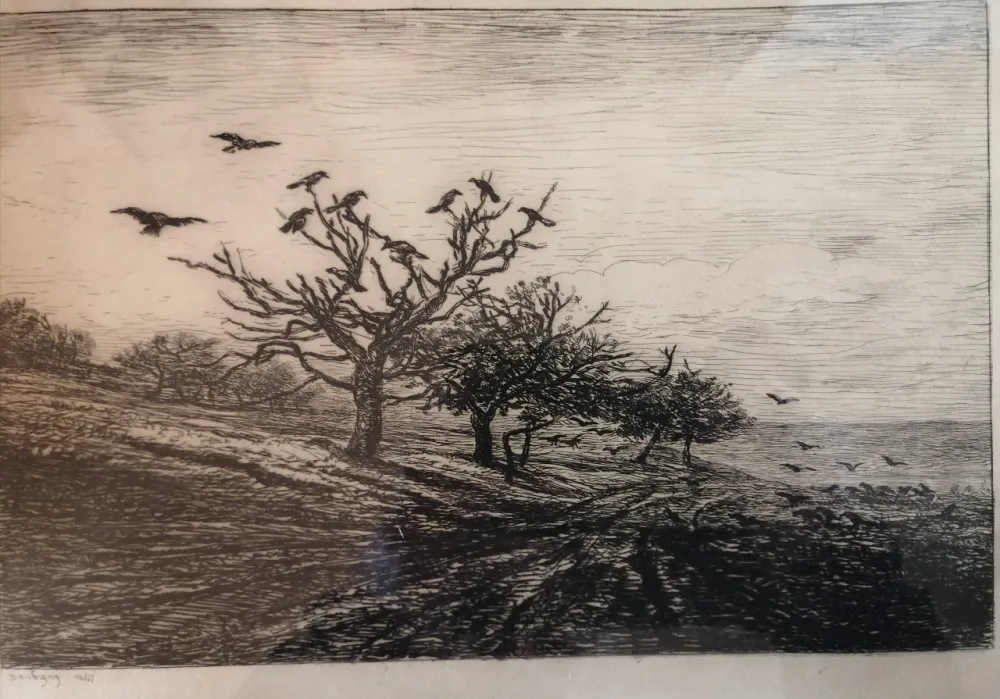 蚀刻版画 Daubigny - L'arbre aux corbeaux