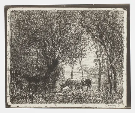 无技术 Daubigny - Vaches sous Bois (Cows in the Woods, Cows under Trees)