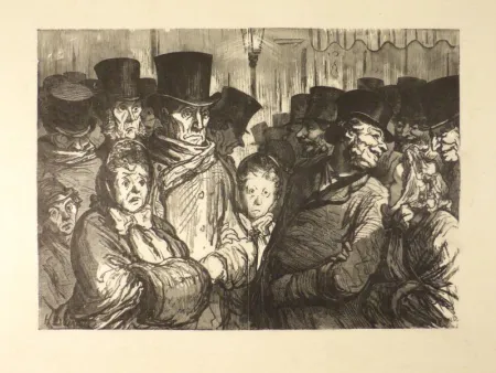 蚀刻版画 Daumier - Boulevard du Temple à minuit. Sortant du drame – Sortant des Funambules