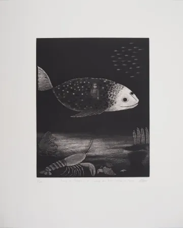 版画 Davies - Dans le Poisson, le Voyage du Petit Soldat de Plomb