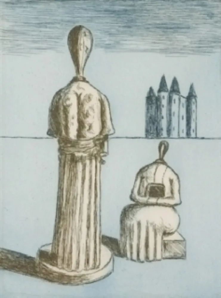 版画 De Chirico - Dualité, les muses inquiétantes
