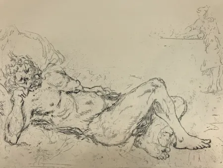 版画 De Chirico - Fauno addormentato