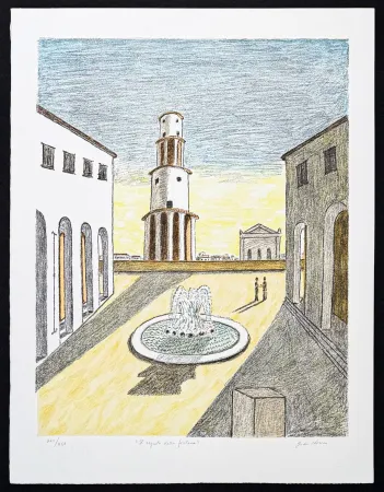 石版画 De Chirico - Giorgio de Chirico (1888–1978) - Il segreto della fontana - 9-colour lithograph - 1971