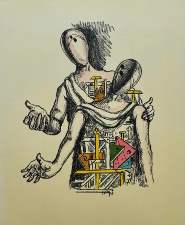 石版画 De Chirico - Gli archeologi