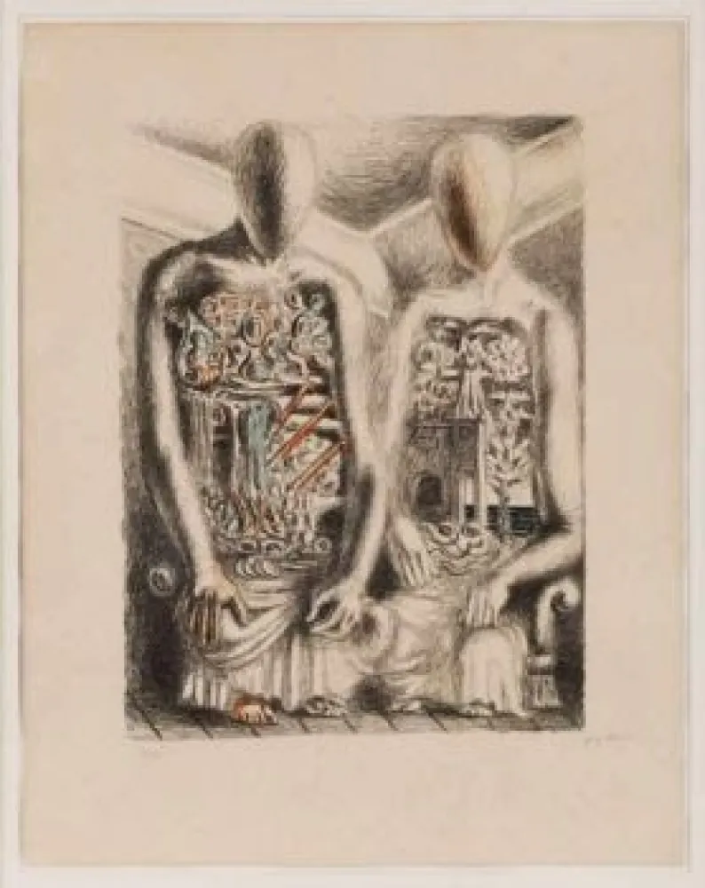 石版画 De Chirico - Gli Archeologi IV