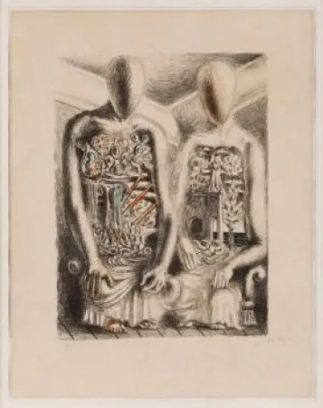 石版画 De Chirico - Gli Archeologi IV