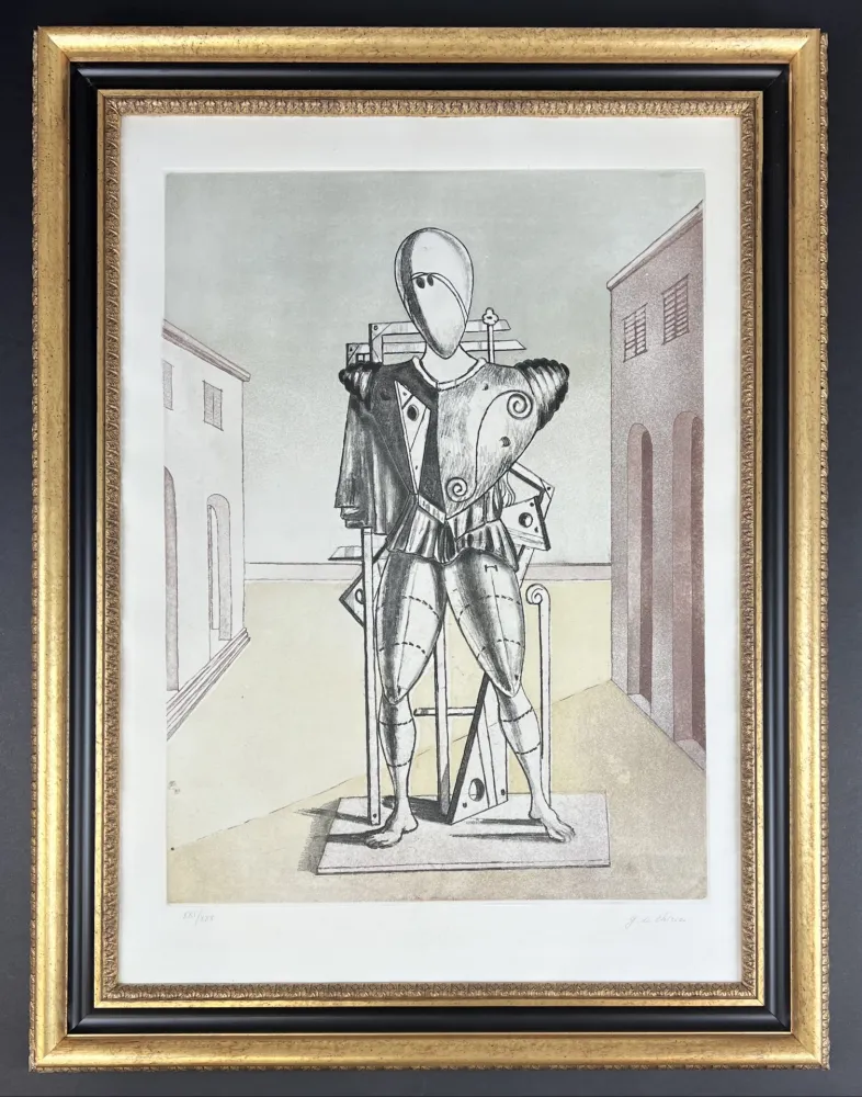 蚀刻版画 De Chirico - Il Trovatore nella piazza
