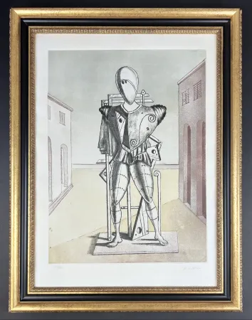 蚀刻版画 De Chirico - Il Trovatore nella piazza