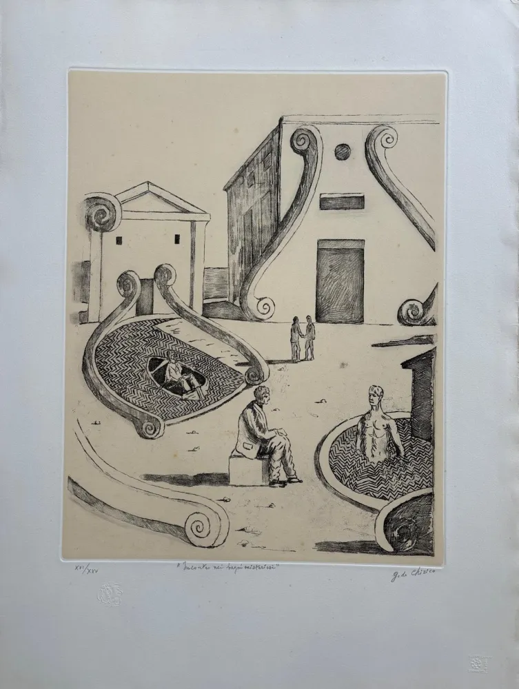 蚀刻版画 De Chirico - Incontro nei bagni misteriosi