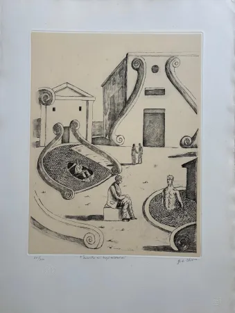 蚀刻版画 De Chirico - Incontro nei bagni misteriosi