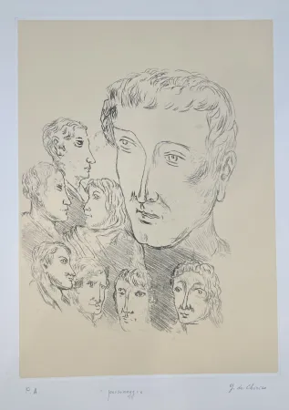 版画 De Chirico - Personaggi 