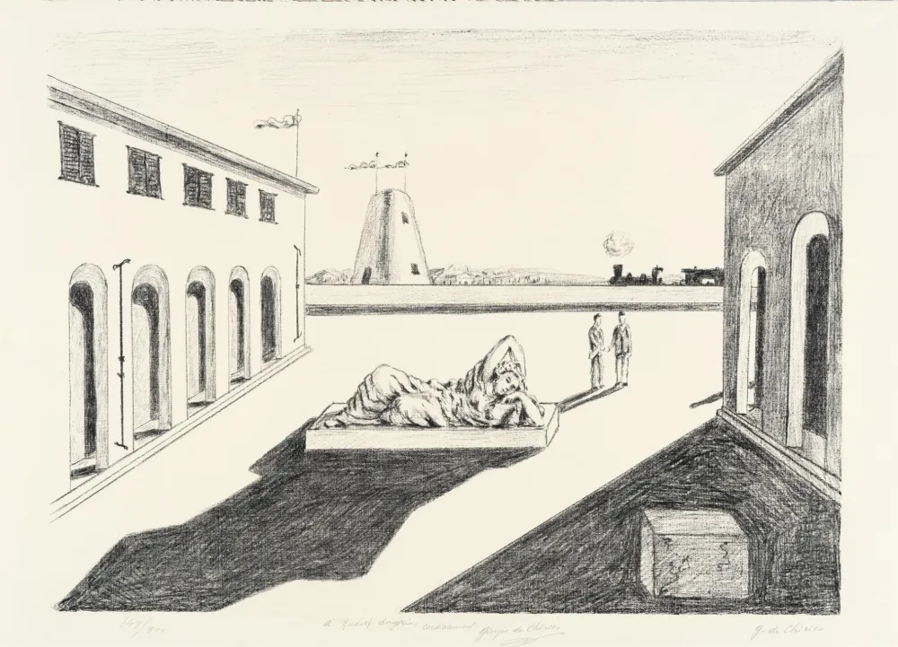 石版画 De Chirico - Piazza d'Italia